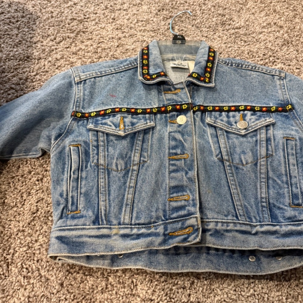 Vintage Disney Minnie Mouse Embroidered Denim Jacket Light Wash Kids